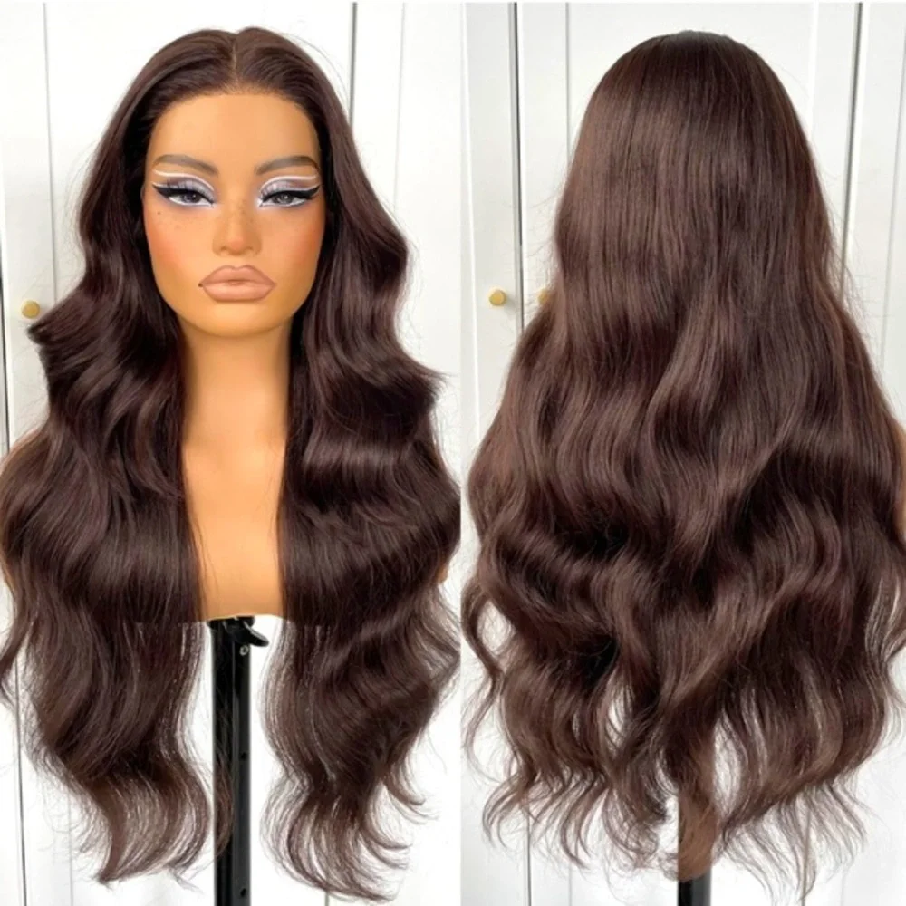 💖Blooming Chocolate Brown Glueless High-Quality Synthetic Blend Lace Front Wig